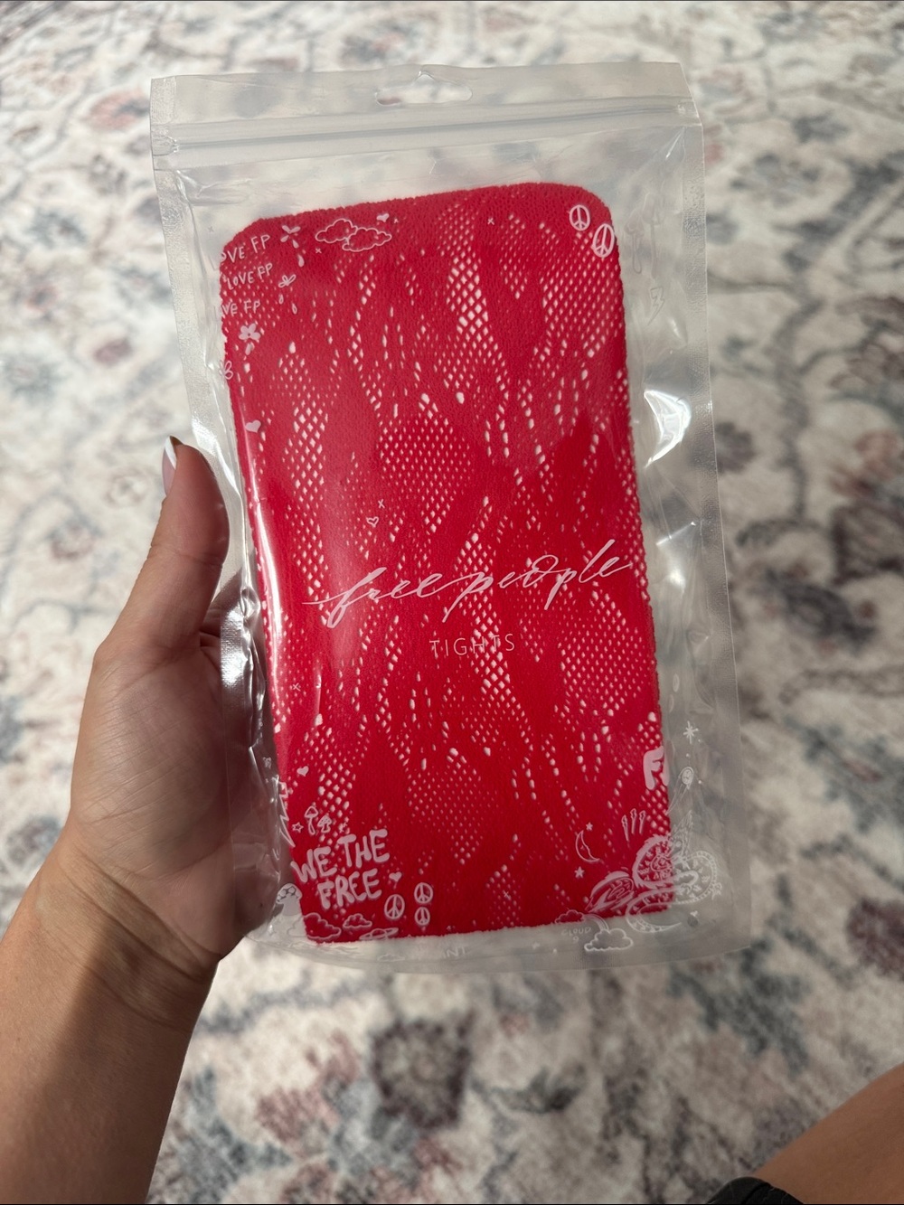Free People Bright Red Lace-tights